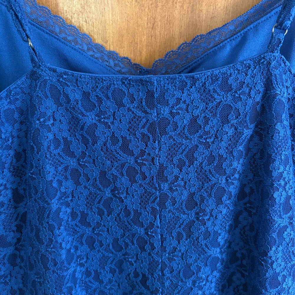 Aeropostale Blue Sheer Mesh Lace Trim Babydoll Cami Slip Dress Y2K Fairy NWT Mod - Picture 10 of 14